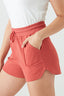 Rouge Pink Angled Hem Shorts