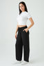Black Textured Wide Leg Trousers