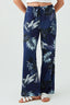 Blue Textured Printed Wide Leg Soft Trouser