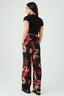 Black Leaf Print Wide Leg Soft Trouser