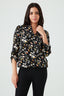 Black Floral Elasticated Hem Blouse