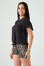 Black Tie Front Lotus Blouse