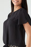 Black Tie Front Lotus Blouse