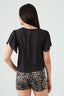 Black Tie Front Lotus Blouse