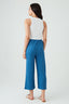 Denim Blue Textured Pull On Crop Trouser