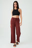 Brown Textured Wide Leg Trousers