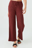Brown Textured Wide Leg Trousers