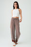 Brown Printed Border Hem Wide Leg Trousers