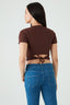 Brown Cotton Rib Tie Back Top