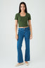 Khaki Cotton Rib Tie Back Top