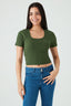 Khaki Cotton Rib Tie Back Top