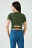 Khaki Cotton Rib Tie Back Top
