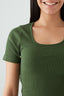 Khaki Cotton Rib Tie Back Top