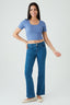 Denim Blue Cotton Rib Tie Back Top