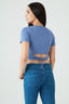 Denim Blue Cotton Rib Tie Back Top