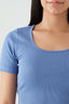 Denim Blue Cotton Rib Tie Back Top