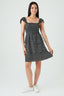 Black Frill Strap Shirred Detail Dress