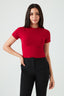 Red Lacquer Basic Fitted Crop Tee