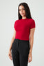 Red Lacquer Basic Fitted Crop Tee