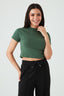Dark Khaki Basic Fitted Crop Tee