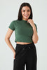 Dark Khaki Basic Fitted Crop Tee