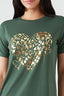 Dark Khaki Gold Foil Heart Tee