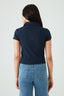Navy Ribbed Collar Detail Top