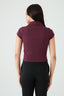 Plum Ribbed Collar Detail Top