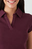 Plum Ribbed Collar Detail Top