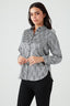 Mono Spot Print Satin Roll Up Sleeve Shirt