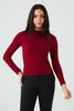 Burgundy High Neck Long Sleeve