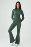 Dark Khaki Crinkle High Neck Top
