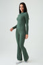 Dark Khaki Crinkle Flares