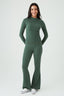 Dark Khaki Crinkle Flares