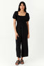 Black Shirred Detail Jumpsuit - Select Fashion