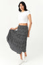 Black Ditsy Tiered Midi Skirt - Select Fashion