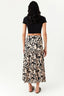 Neutral Abstract Drawstring Tiered Midi Skirt - Select Fashion