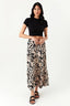 Neutral Abstract Drawstring Tiered Midi Skirt - Select Fashion