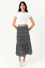 Black Ditsy Tiered Midi Skirt - Select Fashion