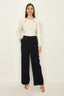 Navy Seam Detail Wide Leg Trousers - Select Fashion