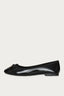 Black Shiny Patent Bow Trim Ballerina Shoes - Select Fashion