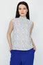 Mono Floral Shirring Neck Sleeveless Blouse - Select Fashion