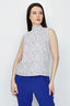 Mono Floral Shirring Neck Sleeveless Blouse - Select Fashion