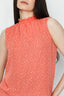 Peach Spot Shirring Neck Sleeveless Blouse - Select Fashion