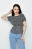 Black Shirring Waist Chiffon Top - Select Fashion