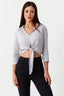 Grey Tie Front Woven Shirt - Select Fashion