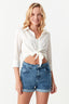 Ivory Tie Front Woven Shirt - Select Fashion