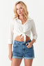 Ivory Tie Front Woven Shirt - Select Fashion