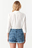 Ivory Tie Front Woven Shirt - Select Fashion