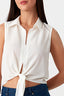 Ivory Tie Front Sleeveless Shirt - Select Fashion